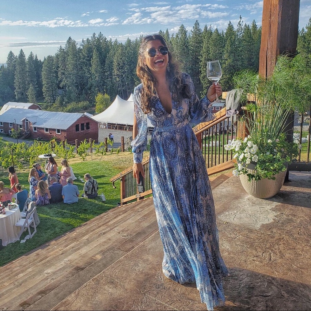 Alice + Olivia Blue and White Maxi Dress - Picture 4 of 9